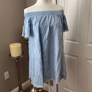 Off the shoulder chambray dress